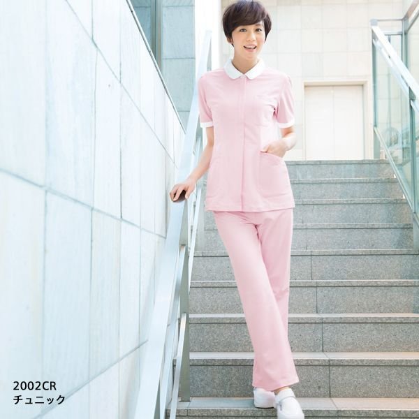 画像2: 【フォーク】チュニック（ピンク×ホワイト） 2002CR-3 (2)