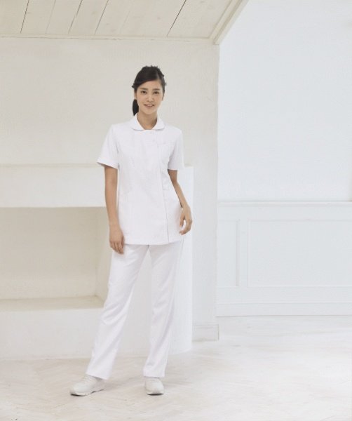 画像2: 【モンブラン】ナースジャケット半袖(ミント) 73-1946 (2)