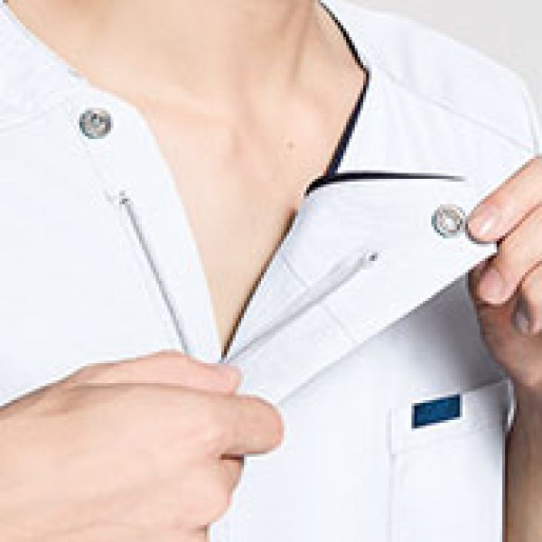 画像8: 【ZiP】メンズジップスクラブ(ホワイト×ダークネイビー) 7053SC-1 (8)